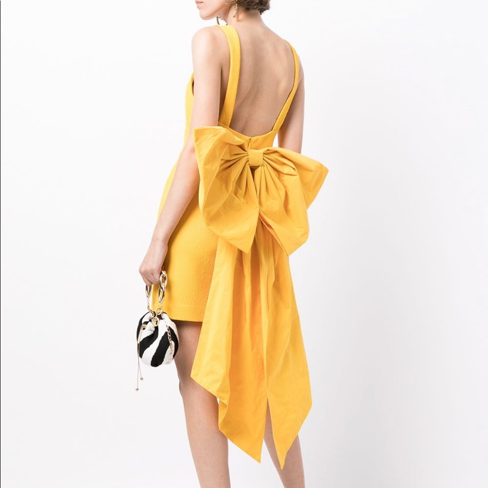 $540 NEW w tags Rebecca Vallance Calla Mini Dress Corset Bow Yellow Small AU 8